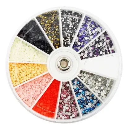 Kit de pedrarias unhas artesanato disco grande strass 2mm - Mix da Jo