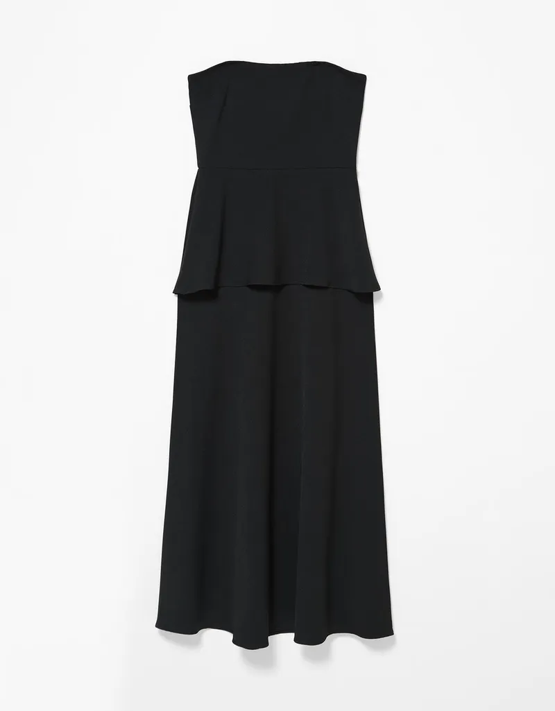 Vestido Sem Alça Peplum