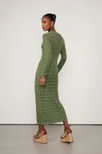 Vestido De Tricot Manga Longa Ponto Renda