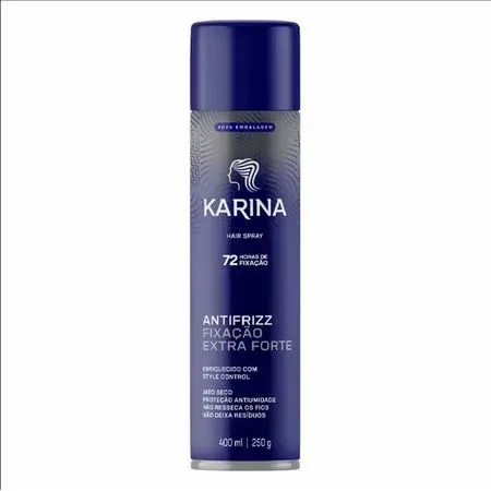 SPRAY FIXADOR PARA CABELO KARINA CONTROLE & VOLUME FIXAÇÃO EXTRA FORTE 400ML