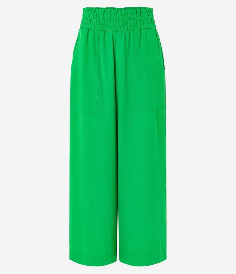 Calça Pantacourt com Elástico no Cós e Bolsos Quadrados Verde